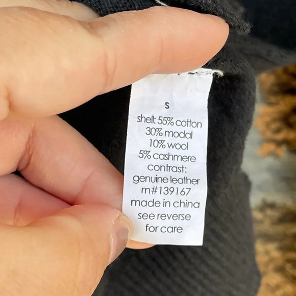 27 miles  malibu elbow leather patch cashmere blend sweater small - Picture 4 of 7